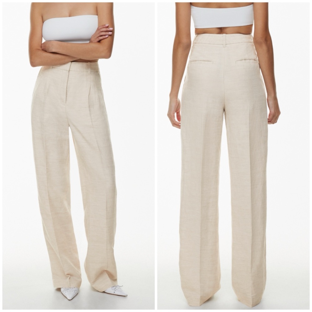 Aritzia Wilfred Linen Blend High-waisted wide-leg pants